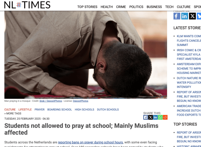 Dutch students banned from prayer at school